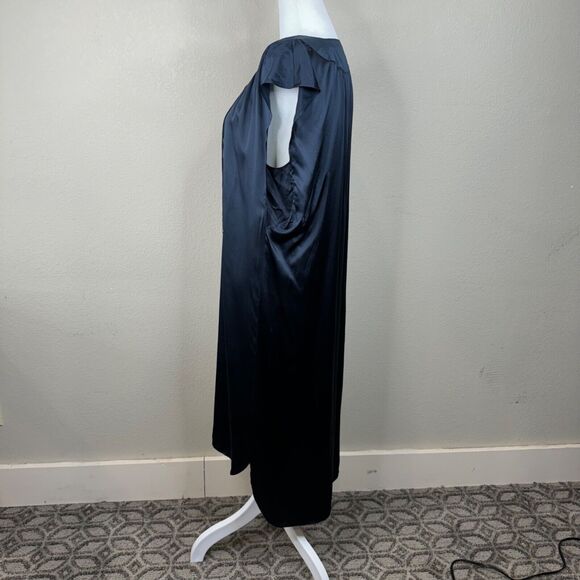 Calypso Blue Satin Silky Soft Sleeveless Slip Dress Romantic Capsule - Picture 6 of 11
